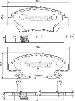 Nipparts N3604068 - Bremžu uzliku kompl., Disku bremzes www.autospares.lv