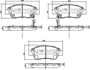 Nipparts N3604071 - Bremžu uzliku kompl., Disku bremzes autospares.lv