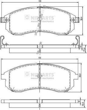 Nipparts N3605052 - Bremžu uzliku kompl., Disku bremzes www.autospares.lv