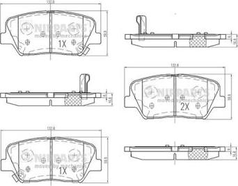 Nipparts N3600554 - Тормозные колодки, дисковые, комплект www.autospares.lv