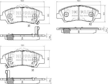 Nipparts N3600555 - Bremžu uzliku kompl., Disku bremzes www.autospares.lv