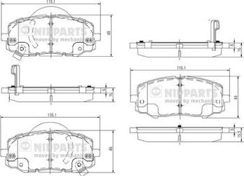 Nipparts N3600552 - Тормозные колодки, дисковые, комплект www.autospares.lv