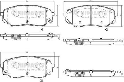 Nipparts N3600335 - Bremžu uzliku kompl., Disku bremzes www.autospares.lv