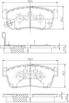 Nipparts N3601098 - Тормозные колодки, дисковые, комплект www.autospares.lv