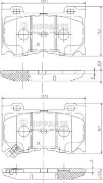 Nipparts N3601107 - Bremžu uzliku kompl., Disku bremzes www.autospares.lv