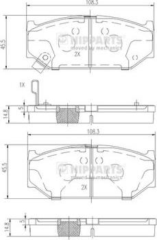 Nipparts N3608031 - Bremžu uzliku kompl., Disku bremzes autospares.lv