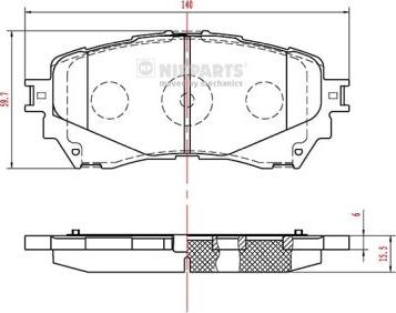 Nipparts N3603074 - Bremžu uzliku kompl., Disku bremzes www.autospares.lv