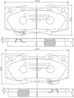 Nipparts N3602147 - Bremžu uzliku kompl., Disku bremzes autospares.lv