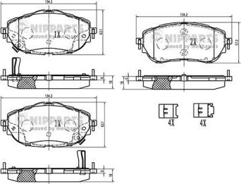 Nipparts N3602150 - Bremžu uzliku kompl., Disku bremzes www.autospares.lv