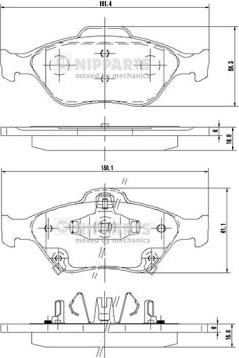 Nipparts N3602130 - Тормозные колодки, дисковые, комплект www.autospares.lv