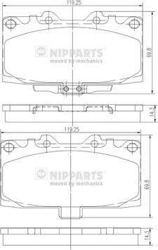 Nipparts N3607022 - Bremžu uzliku kompl., Disku bremzes www.autospares.lv