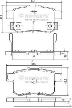 Nipparts N3614020 - Bremžu uzliku kompl., Disku bremzes www.autospares.lv