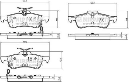 Nipparts N3614022 - Brake Pad Set, disc brake www.autospares.lv