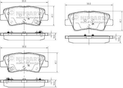 Nipparts N3610314 - Bremžu uzliku kompl., Disku bremzes autospares.lv