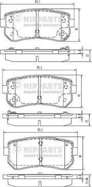 Nipparts N3610313 - Тормозные колодки, дисковые, комплект www.autospares.lv