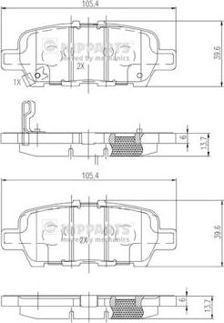 Nipparts N3611051 - Bremžu uzliku kompl., Disku bremzes www.autospares.lv