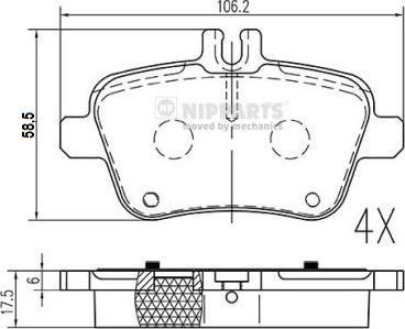 Nipparts N3611063 - Bremžu uzliku kompl., Disku bremzes www.autospares.lv