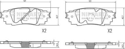 Nipparts N3612049 - Bremžu uzliku kompl., Disku bremzes www.autospares.lv