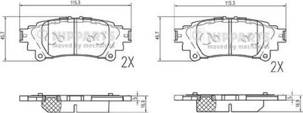 Nipparts N3612047 - Bremžu uzliku kompl., Disku bremzes www.autospares.lv