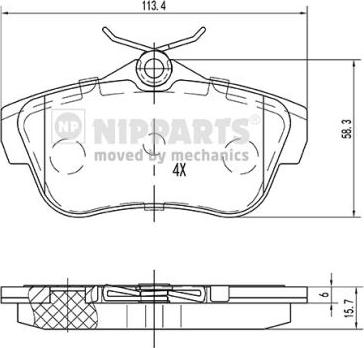 Nipparts N3612050 - Bremžu uzliku kompl., Disku bremzes autospares.lv