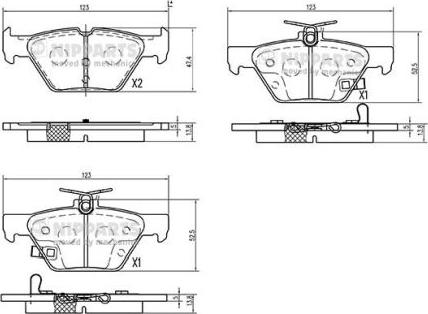 Nipparts N3617008 - Bremžu uzliku kompl., Disku bremzes www.autospares.lv