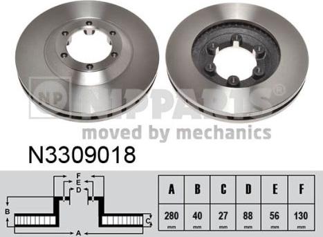 Nipparts N3309018 - Bremžu diski www.autospares.lv