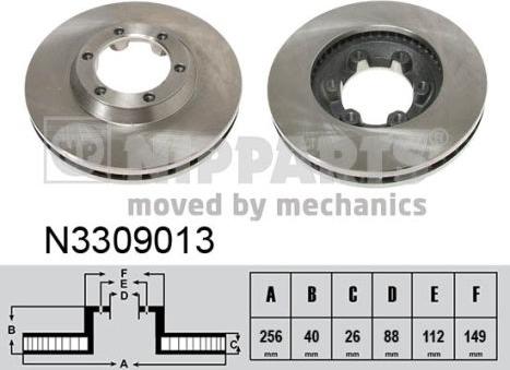 Nipparts N3309013 - Bremžu diski www.autospares.lv