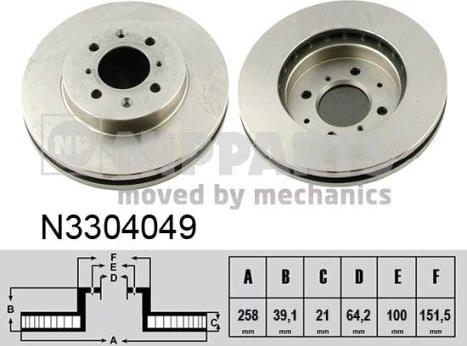 Nipparts N3304049 - Brake Disc www.autospares.lv