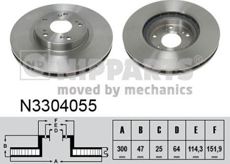 Nipparts N3304055 - Bremžu diski www.autospares.lv