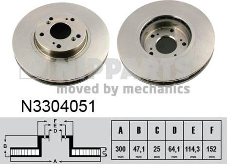 Nipparts N3304051 - Bremžu diski www.autospares.lv