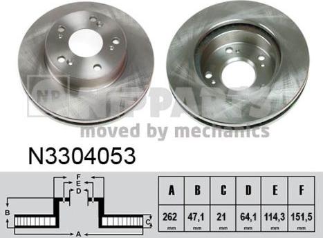 Nipparts N3304053 - Bremžu diski www.autospares.lv