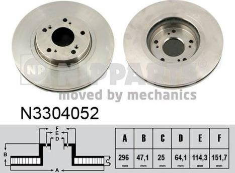 Nipparts N3304052 - Bremžu diski www.autospares.lv