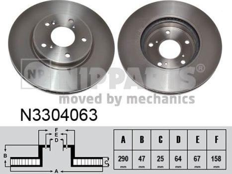 Nipparts N3304063 - Bremžu diski www.autospares.lv