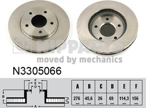 Nipparts N3305066 - Bremžu diski www.autospares.lv