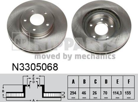 Nipparts N3305068 - Bremžu diski www.autospares.lv