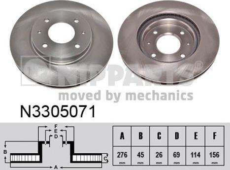 Nipparts N3305071 - Bremžu diski www.autospares.lv