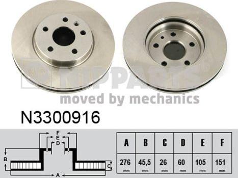 Nipparts N3300916 - Bremžu diski www.autospares.lv