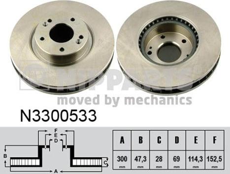 Nipparts N3300533 - Bremžu diski www.autospares.lv