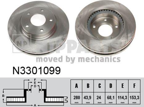 Nipparts N3301099 - Bremžu diski www.autospares.lv