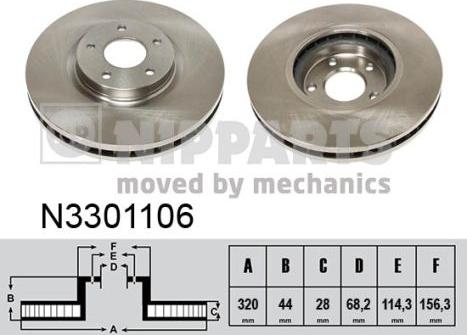 Nipparts N3301106 - Bremžu diski www.autospares.lv