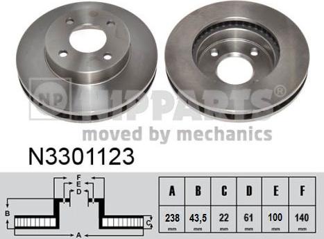 Nipparts N3301123 - Bremžu diski www.autospares.lv