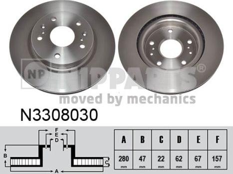 Nipparts N3308030 - Bremžu diski www.autospares.lv