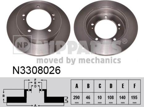 Nipparts N3308026 - Bremžu diski www.autospares.lv