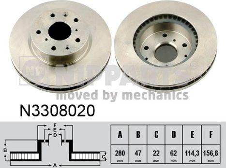 Nipparts N3308020 - Bremžu diski www.autospares.lv