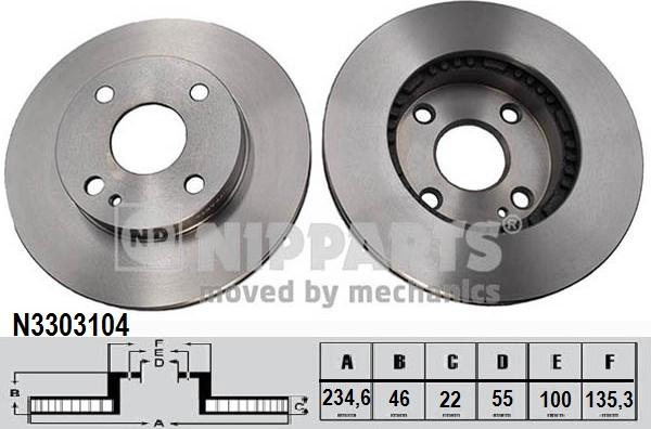 Nipparts N3303104 - Bremžu diski www.autospares.lv