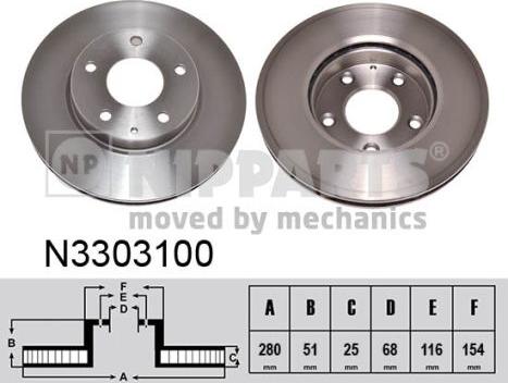 Nipparts N3303100 - Bremžu diski www.autospares.lv