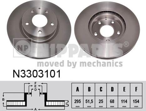 Nipparts N3303101 - Bremžu diski www.autospares.lv