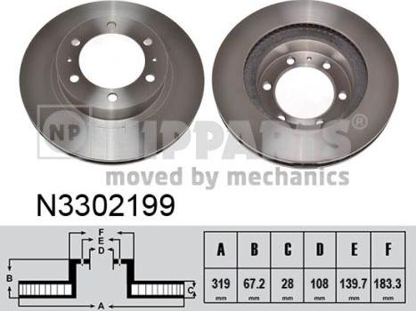 Nipparts N3302199 - Bremžu diski www.autospares.lv