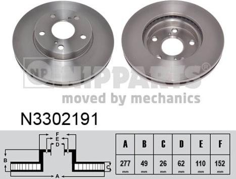 Nipparts N3302191 - Bremžu diski www.autospares.lv