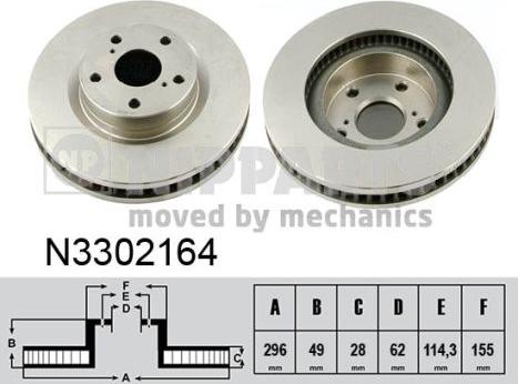 Nipparts N3302164 - Bremžu diski www.autospares.lv